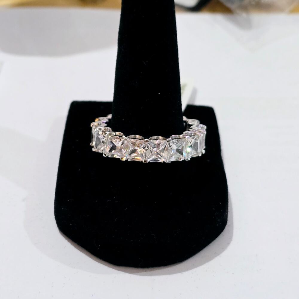 Charles Winston Bella Luce White Diamond Simulant Rhodium over 925 Ring 10 NWT